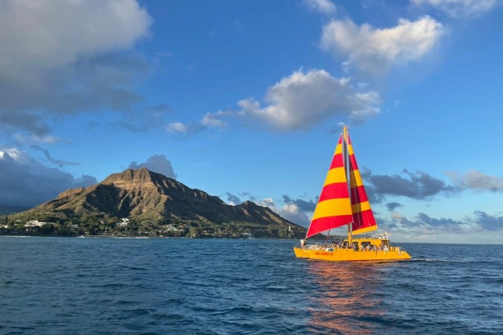 a small boat in a large body of water