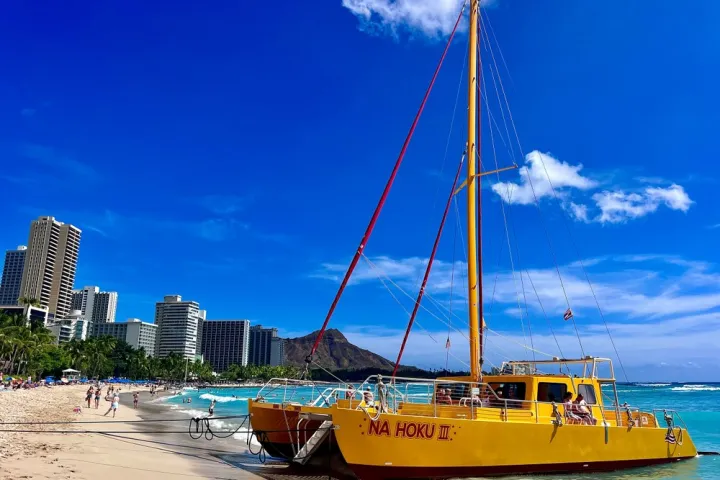 a small boat in a large body of water